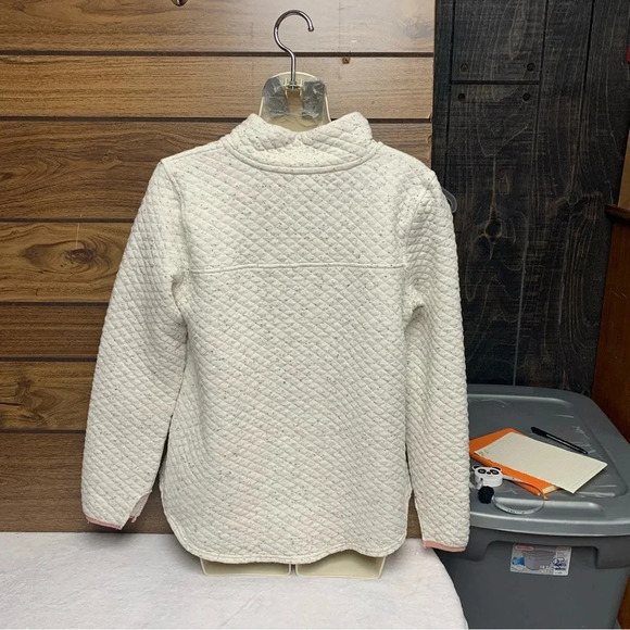 Maurice’s medium quilted pullover jacket rounded hem notched cuffs cream color - Picture 5 of 11